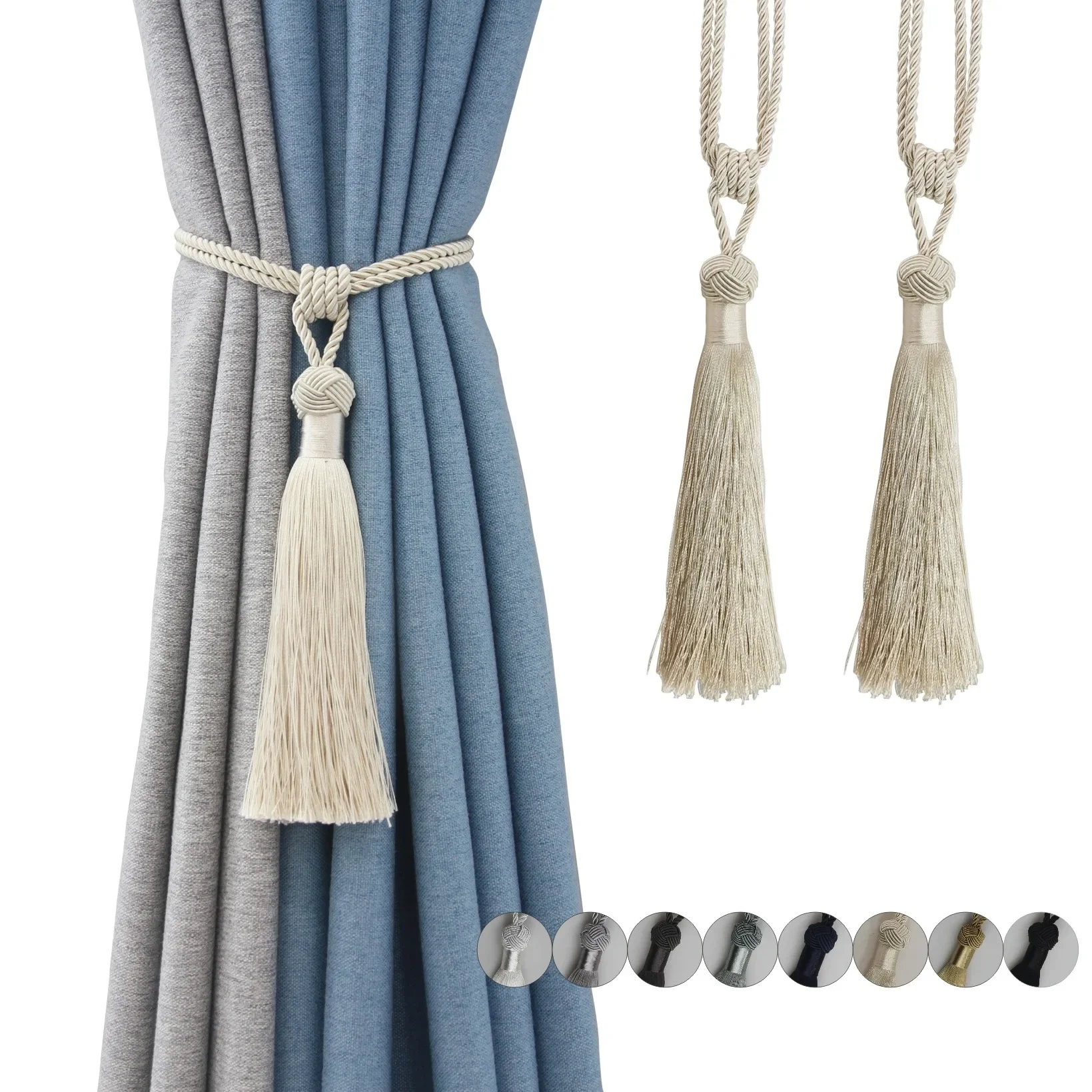 2pcs Decorative Tassel Curtain Ropes Adjustable Modern Elegant Thickened Polyester Cord for Heavy Drapes (8 Colors) Curtain tie
2pcs Decorative Tassel Curtain Ropes Adjustable Modern Elegant Thickened Polyester Cord for Heavy Drapes (8 Colors) Curtain tie