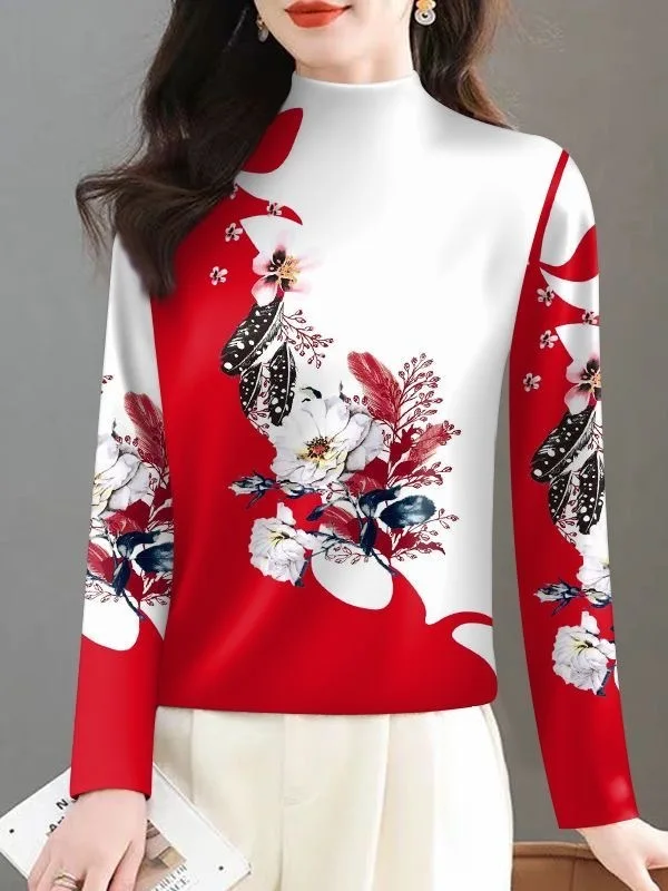 Thickened Fleece Long Sleeve Printed T-Shirt Loose Fit Mom Fashion Casual Style Polyester Fiber High Collar Top for Middle-Ag...
Thickened Fleece Long Sleeve Printed T-Shirt Loose Fit Mom Fashion Casual Style Polyester Fiber High Collar Top for Middle-Ag...