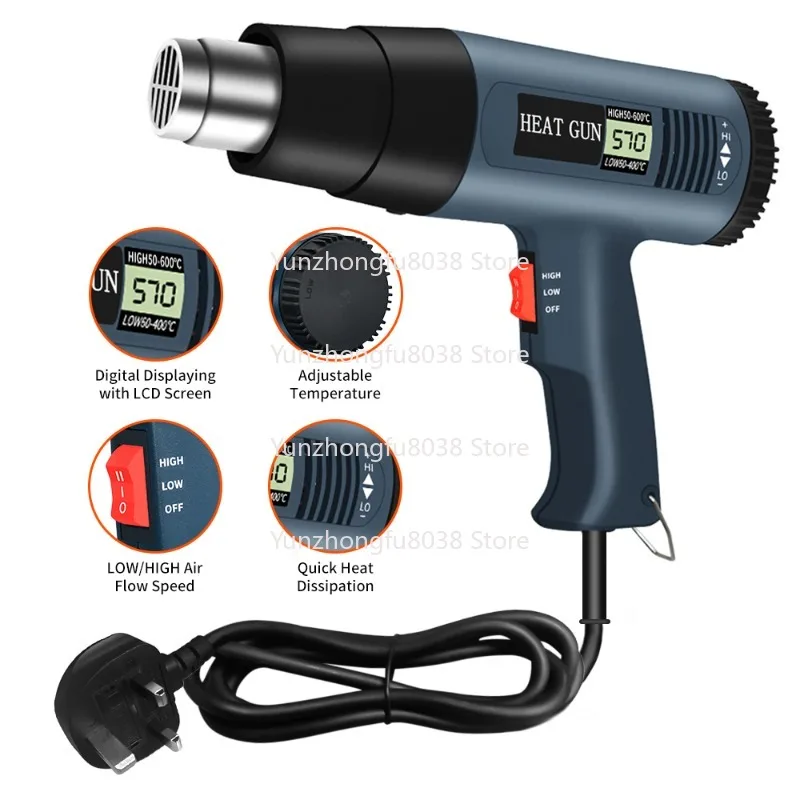 Variable Temperature Adjustable Low/High Airflow Speed Power 2000W Heat Gun Heat Gun with LCD Digital Display
Variable Temperature Adjustable Low/High Airflow Speed Power 2000W Heat Gun Heat Gun with LCD Digital Display