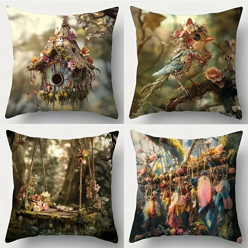 Enchanted Forest Themed Pillowcase: Whimsical Birdhouse & Swing Pattern Cushion Cover for Sofa Bedroom Home Decor
Enchanted Forest Themed Pillowcase: Whimsical Birdhouse & Swing Pattern Cushion Cover for Sofa Bedroom Home Decor