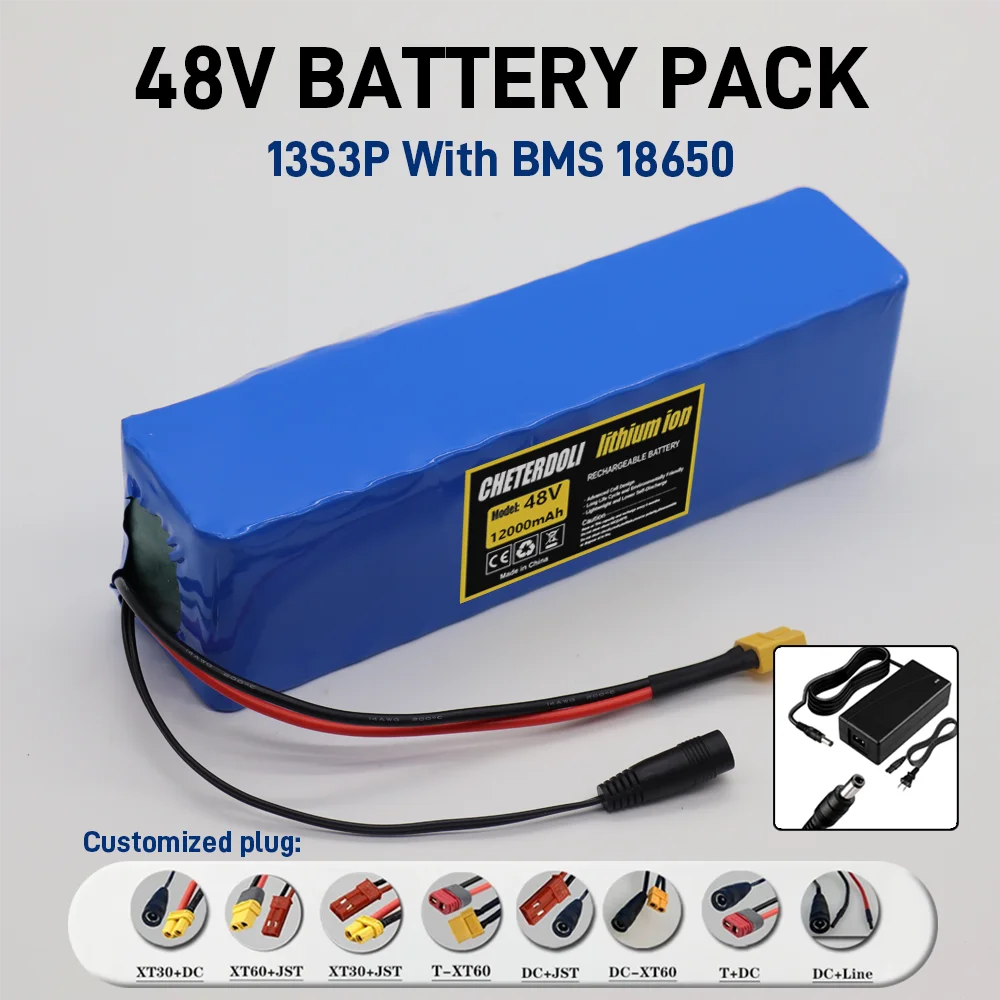 48V E-scooter Battery 12Ah real capacity 13S3P 18650 Lithium-ion battery Pack 500W 1000W motor BMS system wiht 2A Charger
48V E-scooter Battery 12Ah real capacity 13S3P 18650 Lithium-ion battery Pack 500W 1000W motor BMS system wiht 2A Charger