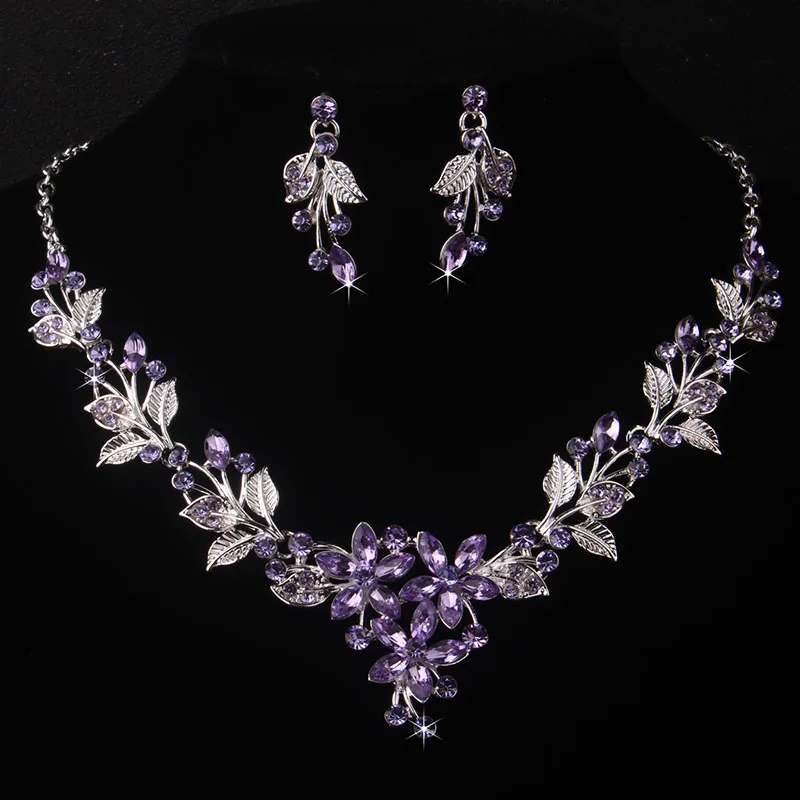Bridal Accessories Women's Wedding Dress Wedding Accessories Purple Leaf shaped Flower Necklace Earring Set Wedding Chain Stage
Bridal Accessories Women's Wedding Dress Wedding Accessories Purple Leaf shaped Flower Necklace Earring Set Wedding Chain Stage