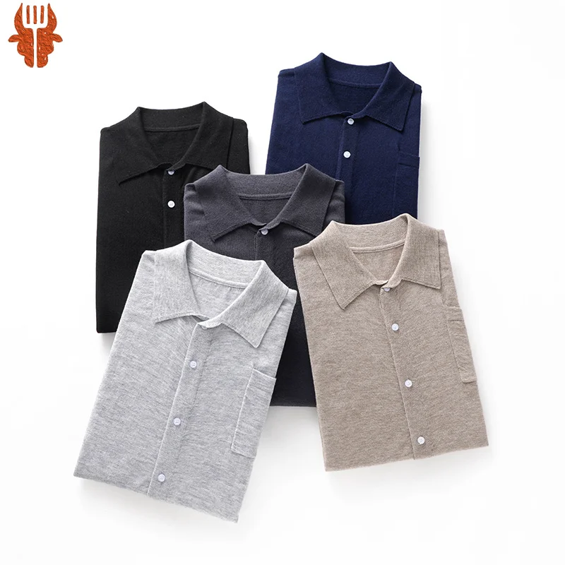 2023 Spring New Men's Polo Neck Long Sleeve Shirt Cardigan 100% Merino Wool Knitted Top Jacket Solid Casual
2023 Spring New Men's Polo Neck Long Sleeve Shirt Cardigan 100% Merino Wool Knitted Top Jacket Solid Casual