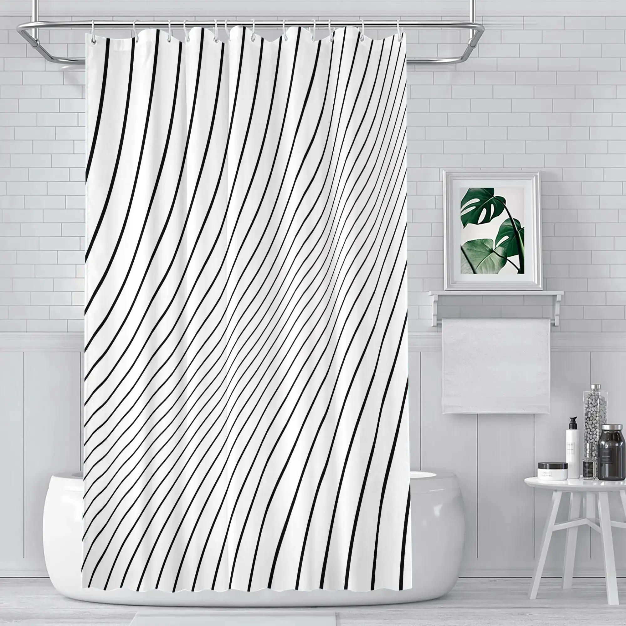 Modern Black White Striped Shower Curtain Waterproof Geometric Bathroom Decor Chic Design for Master Bathrooms
Modern Black White Striped Shower Curtain Waterproof Geometric Bathroom Decor Chic Design for Master Bathrooms