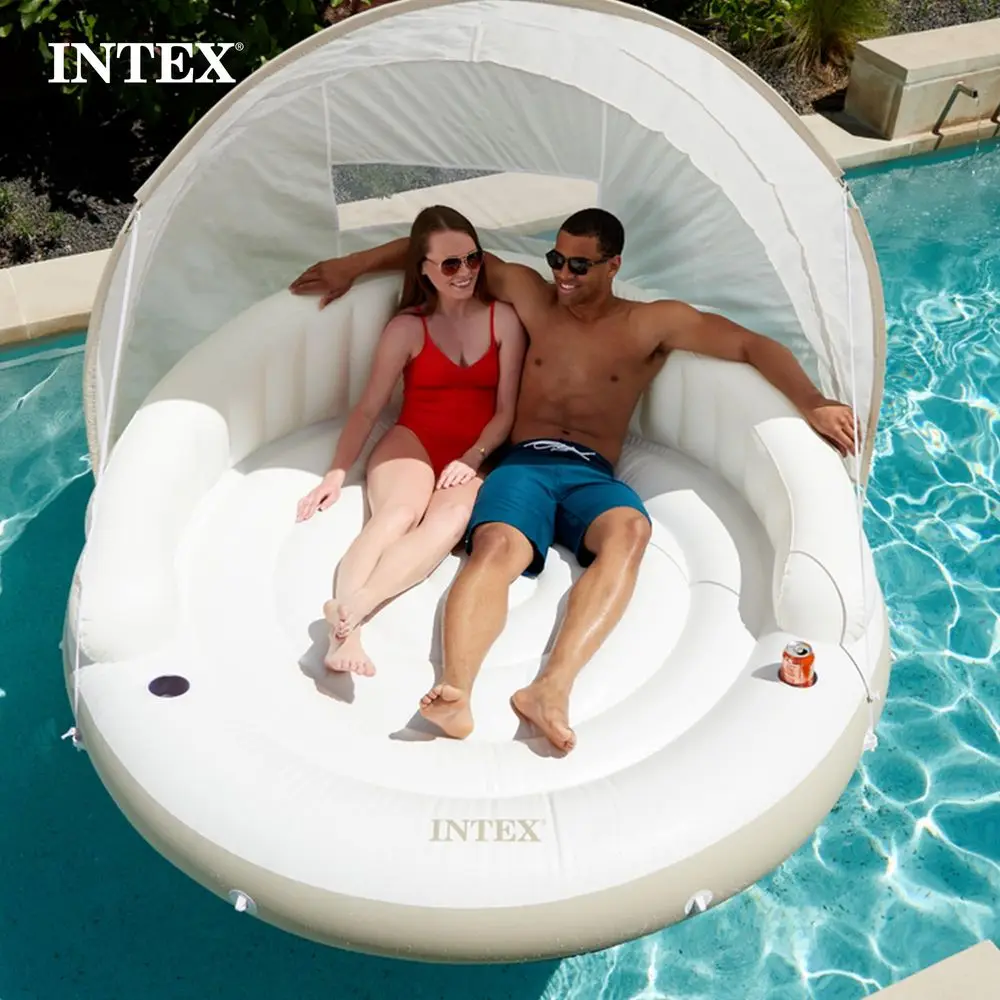 58292EP Canopy Island Inflatable Pool Float Comfortable Lounge Surface Builtin Cup Holders Detachable Sunshade 440lb Max Weight
58292EP Canopy Island Inflatable Pool Float Comfortable Lounge Surface Builtin Cup Holders Detachable Sunshade 440lb Max Weight