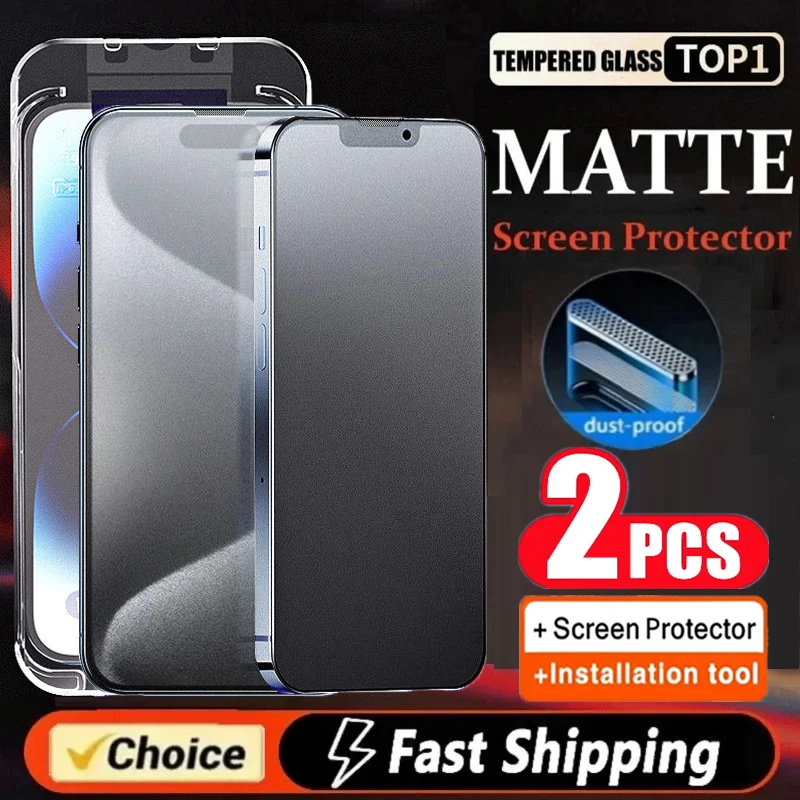 2Pcs Matte Oleophobic Coating Dust Free Installation Screen Protector for IPhone 14 13 11 12 15 Pro Max 15 Plus XR XS MAX Glass
2Pcs Matte Oleophobic Coating Dust Free Installation Screen Protector for IPhone 14 13 11 12 15 Pro Max 15 Plus XR XS MAX Glass