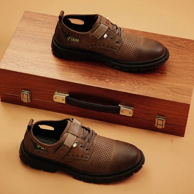 Брендовая мужская кожаная повседневная обувь высокого качества, летние дышащие сандалии на толстой подошве, мужская уличная пляжная обувь для кемпинга, коричневая
Брендовая мужская кожаная повседневная обувь высокого качества, летние дышащие сандалии на толстой подошве, мужская уличная пляжная обувь для кемпинга, коричневая