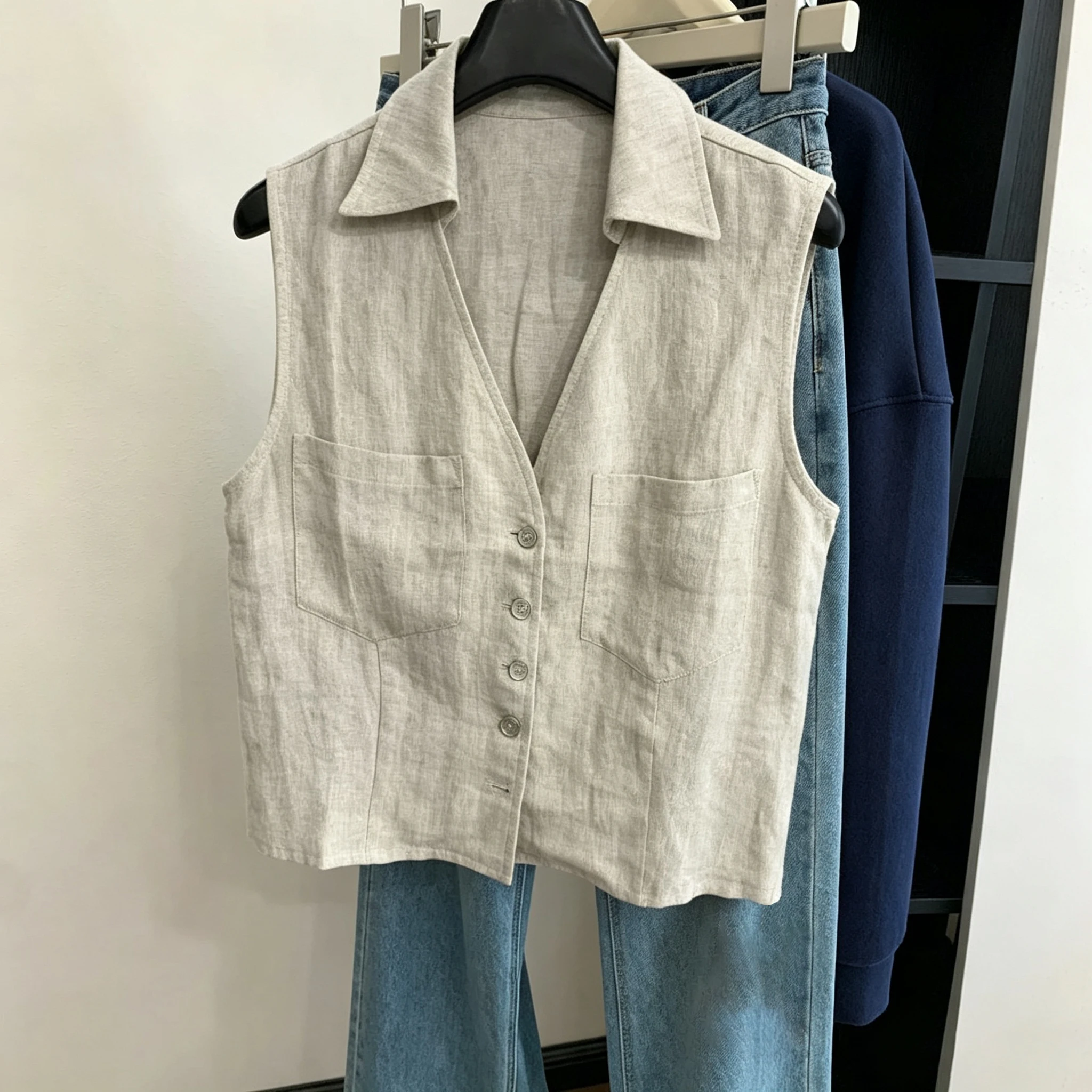 Loose Linen V-Neck Vest Unisex Summer Breathable Single Button Sleeveless Trendy Top Casual Style Loose Fit Women's Men's Shirt
Loose Linen V-Neck Vest Unisex Summer Breathable Single Button Sleeveless Trendy Top Casual Style Loose Fit Women's Men's Shirt