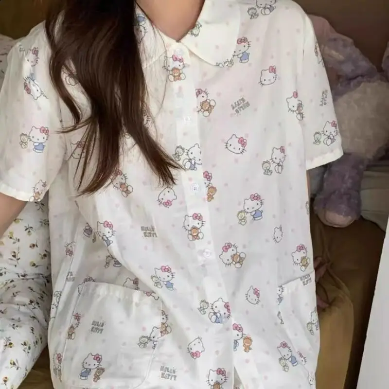 Cartoon Anime Women's New Cardigan Summer Fashion Girls' Short Sleeved Shorts Home Clothe Sweet Cute Youth Pajama Set Comfortabl
Cartoon Anime Women's New Cardigan Summer Fashion Girls' Short Sleeved Shorts Home Clothe Sweet Cute Youth Pajama Set Comfortabl