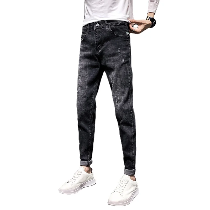 Spring Autumn 2022 Black Korean Slim Men's Jeans with Holes Feet Leisure Men Skinny Jeans Korean Fashion Men Teenager Trousers
Spring Autumn 2022 Black Korean Slim Men's Jeans with Holes Feet Leisure Men Skinny Jeans Korean Fashion Men Teenager Trousers