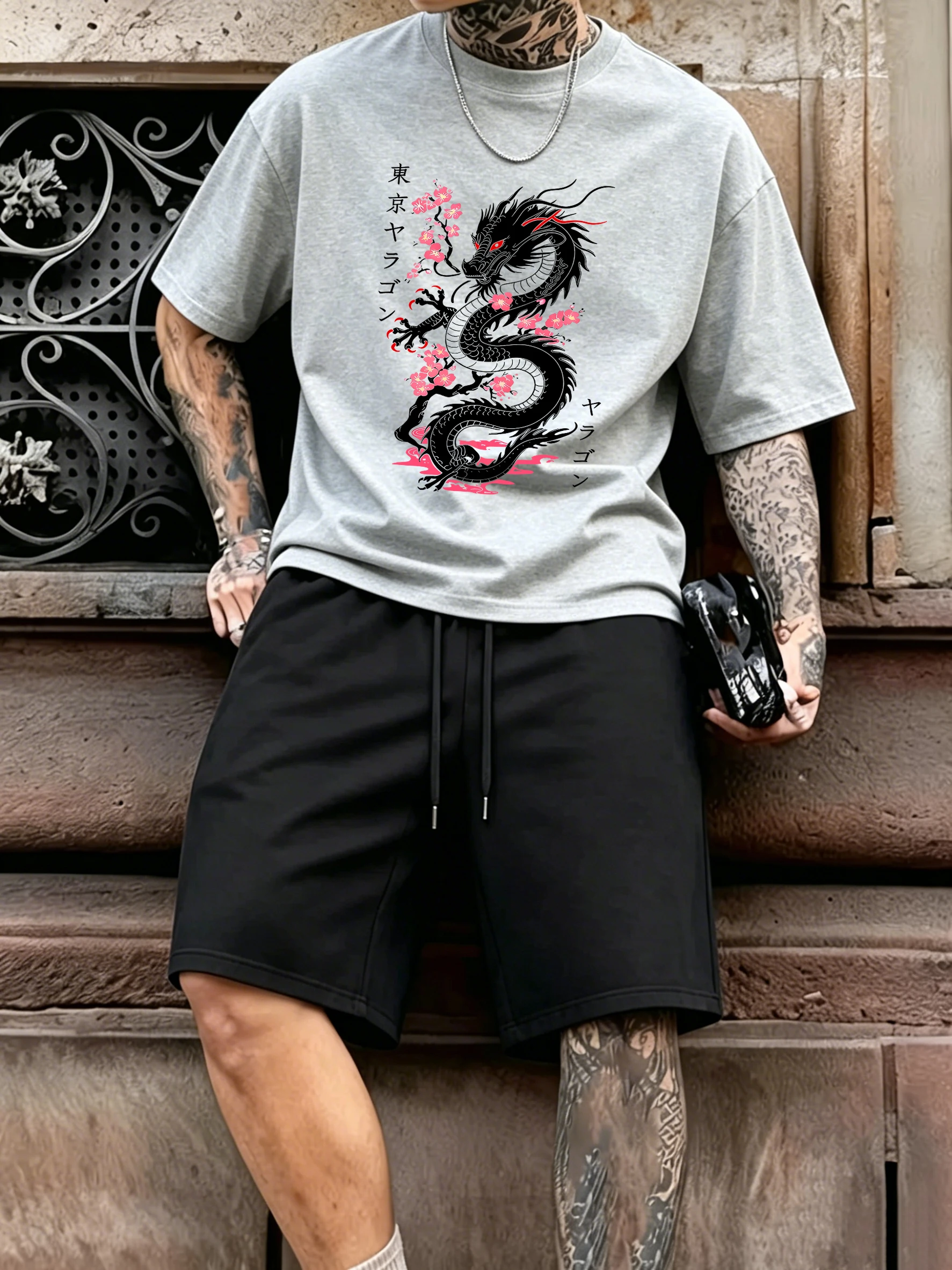 Tokyo Dragon Cherry Blossoms Printed Summer Cotton Running Man Short Sleeve Set Drawstring Beach Swimming Trunks Sport Soft Tee
Tokyo Dragon Cherry Blossoms Printed Summer Cotton Running Man Short Sleeve Set Drawstring Beach Swimming Trunks Sport Soft Tee