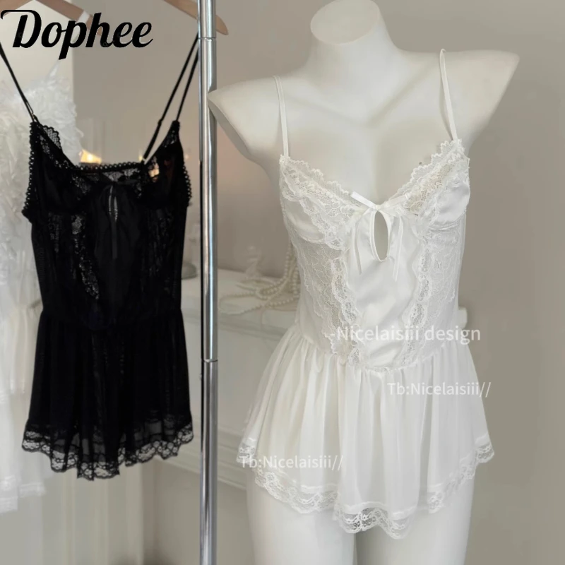 Dophee Sexy Backless Lace Suspender Short Dress Cute Fairy Nightdress V-neck Sleeveless Women Nightgowns House Wear Sleepwear
Dophee Sexy Backless Lace Suspender Short Dress Cute Fairy Nightdress V-neck Sleeveless Women Nightgowns House Wear Sleepwear