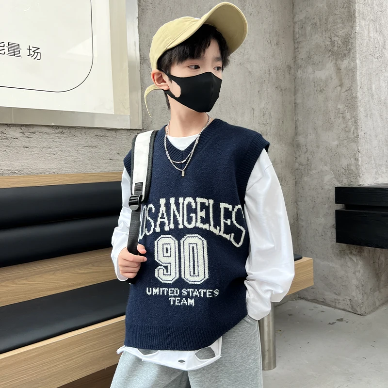 Kids Sweater Age 4-14Y Baby Boy Casual Fashion SpringAutumn Vest Knitwear Tween Vintage Letter Outfit Child Street-Style Knitted 
Kids Sweater Age 4-14Y Baby Boy Casual Fashion SpringAutumn Vest Knitwear Tween Vintage Letter Outfit Child Street-Style Knitted