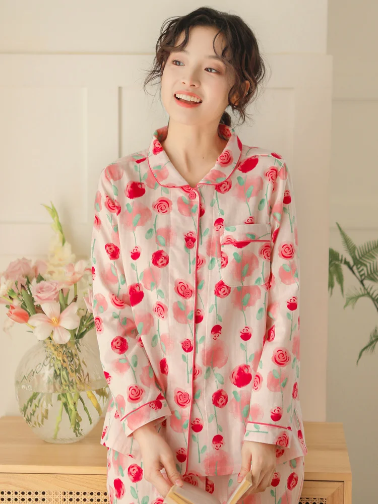 Women cotton double-layer gauze pajamas new style long-sleeved two-piece set sweet Japanese style suitable for spring and autumn
Women cotton double-layer gauze pajamas new style long-sleeved two-piece set sweet Japanese style suitable for spring and autumn