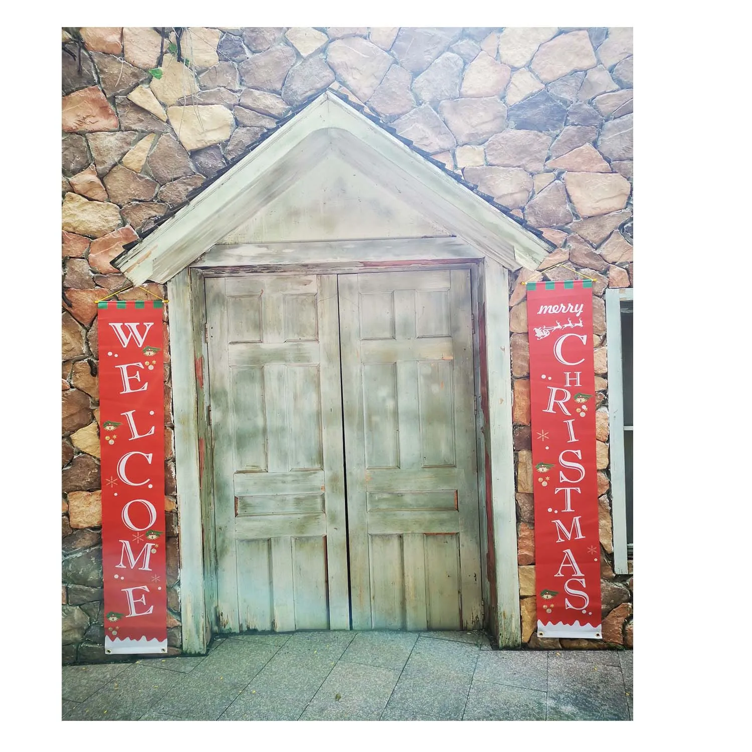 Christmas door curtain red bottom 300D Oxford cloth flag hanging banner decoration Size 180x30cm
Christmas door curtain red bottom 300D Oxford cloth flag hanging banner decoration Size 180x30cm