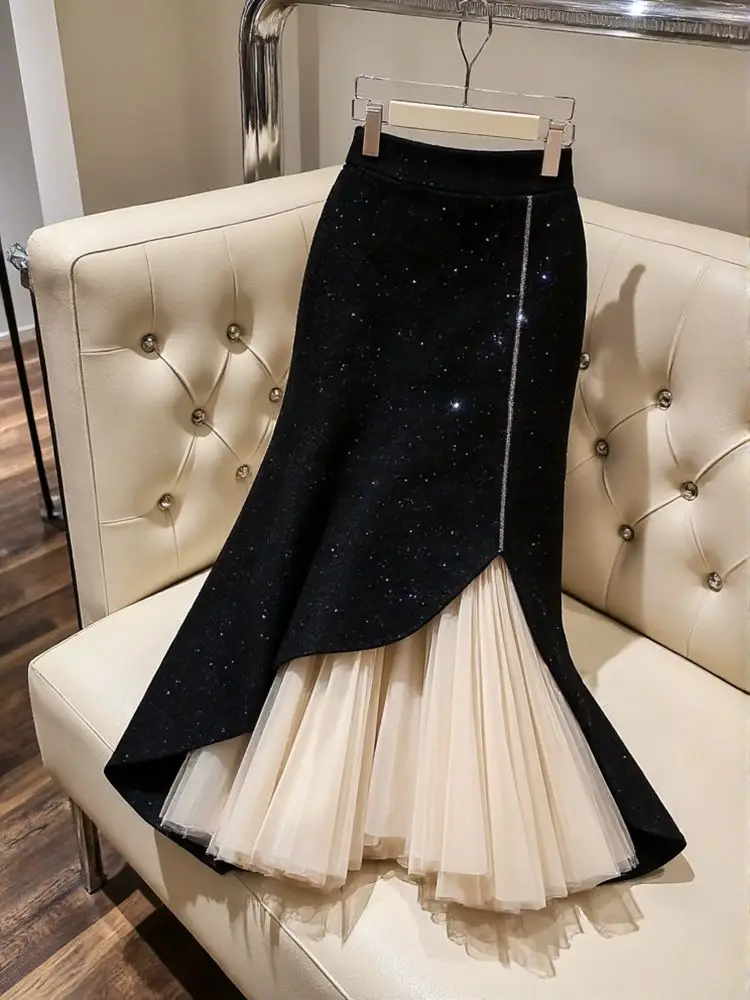 Fashion Vintage Black Patchwork Mesh Skirts Y2k High Waist Bodycon Skirt for Women 2025 Spring Autumn New Loose Faldas Mujer
Fashion Vintage Black Patchwork Mesh Skirts Y2k High Waist Bodycon Skirt for Women 2025 Spring Autumn New Loose Faldas Mujer