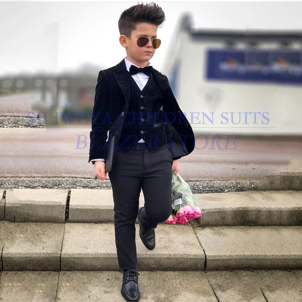 Customzied Black Boy's Suits Full Sets Wedding Single Breasted Notch Lapel Velvet Outfits High Quality 3 Piece Jacket Pants Vest
Customzied Black Boy's Suits Full Sets Wedding Single Breasted Notch Lapel Velvet Outfits High Quality 3 Piece Jacket Pants Vest