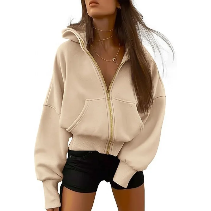 Solid Color Oversized Zipper Jacket for Women Spring Autumn Loose Versatile Hooded Sweatshirts Pocket Casual Hoodies Outerwear
Solid Color Oversized Zipper Jacket for Women Spring Autumn Loose Versatile Hooded Sweatshirts Pocket Casual Hoodies Outerwear