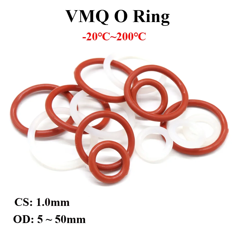 50pcs White/Red Silicone O Ring Gasket CS 1mm OD 5 ~ 50mm Food Grade Waterproof Washer Rubber Insulate Round O Shape Seal
50pcs White/Red Silicone O Ring Gasket CS 1mm OD 5 ~ 50mm Food Grade Waterproof Washer Rubber Insulate Round O Shape Seal