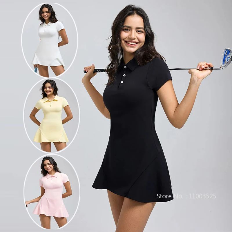 Summer Women's Tennis Dress 2-in-1 Tennis Golf Sports Dress Short Sleeve Polo Collar Skirts Ladies Fitness Skorts with Short
Summer Women's Tennis Dress 2-in-1 Tennis Golf Sports Dress Short Sleeve Polo Collar Skirts Ladies Fitness Skorts with Short