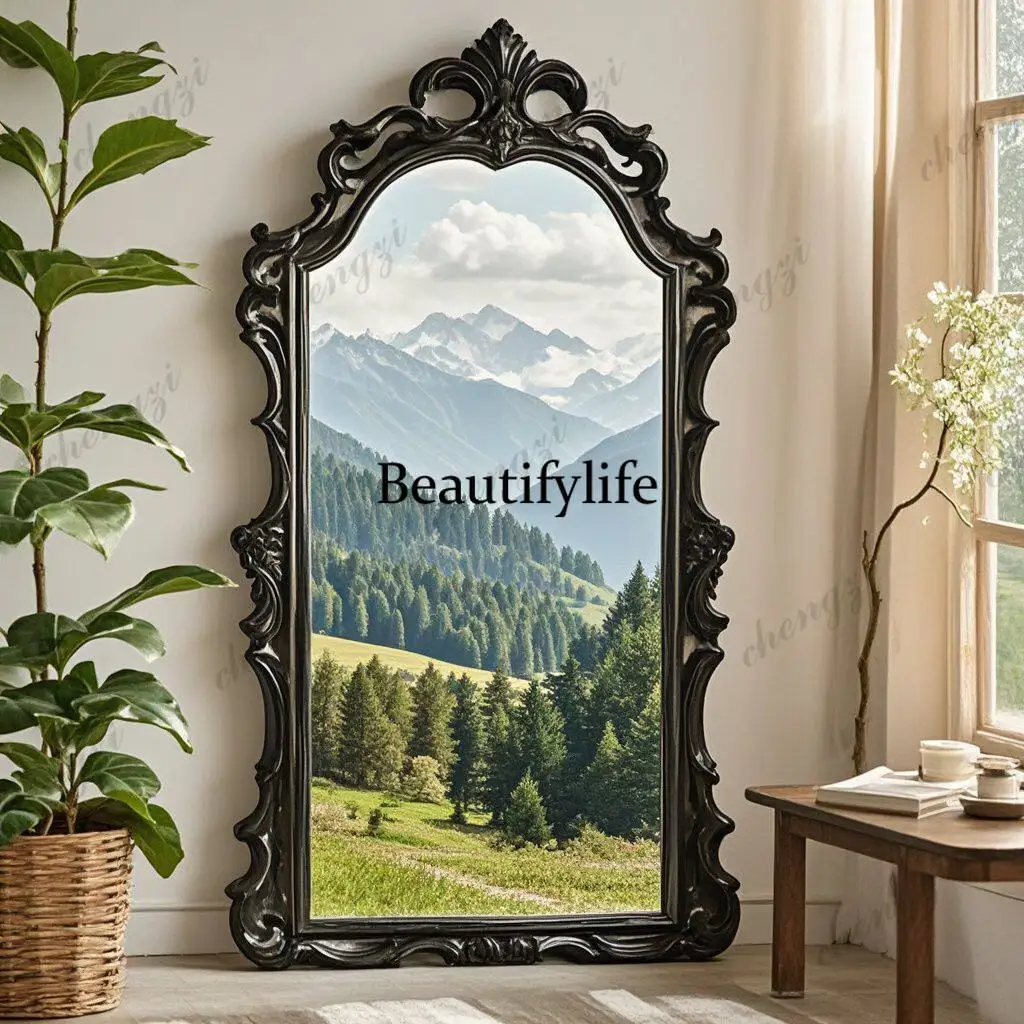 French light luxury arched full-length mirror floor full-length mirror carved retro living room decorative mirror
French light luxury arched full-length mirror floor full-length mirror carved retro living room decorative mirror