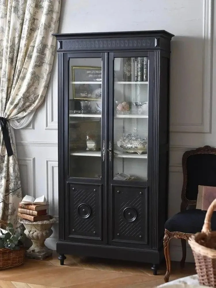 Solid Wood Double-door Wine Cabinet, Black Glass Bookcase, French Retro Display, Locker By The Dining Side X
Solid Wood Double-door Wine Cabinet, Black Glass Bookcase, French Retro Display, Locker By The Dining Side X