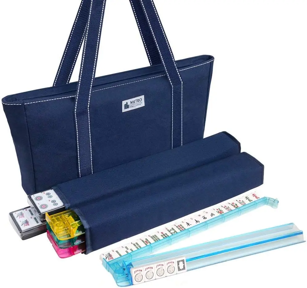 American Mah Jongg Set - 166 Premium White Tiles, 4 All-in-One Rack/Pushers, Blue Canvas Bag
American Mah Jongg Set - 166 Premium White Tiles, 4 All-in-One Rack/Pushers, Blue Canvas Bag
