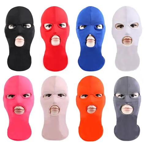 3 Hole Full Face Mask Cycling Mask Balaclava Hood Motorcycle Helmet Unisex Hats Sunscreen Breathable Fabric Mask