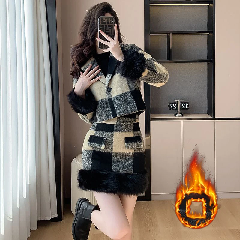 Autumn Winter Plaid Thick Two Piece Set Women Long Sleeved Single Button Notched Jacket+High Waist Mini Skirt Spring Female Suit
Autumn Winter Plaid Thick Two Piece Set Women Long Sleeved Single Button Notched Jacket+High Waist Mini Skirt Spring Female Suit