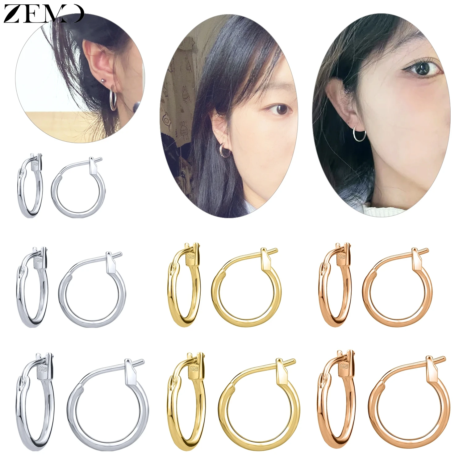 ZEMO 2pcs/lot 0.9MM 925 Sterling Silver Hoop Earrings For Women Girls Elegant Circle Earring Conch Helix Tragus Piercing Jewelry
ZEMO 2pcs/lot 0.9MM 925 Sterling Silver Hoop Earrings For Women Girls Elegant Circle Earring Conch Helix Tragus Piercing Jewelry