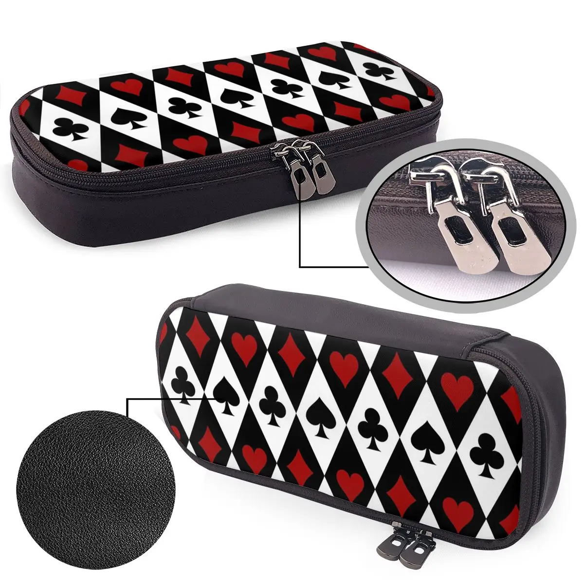 Playing Card Pattern Print Leather Pencil Case for Studen Gifts Pen Box Pencil Bag Stationery Supplies Pen Holder Bag
Playing Card Pattern Print Leather Pencil Case for Studen Gifts Pen Box Pencil Bag Stationery Supplies Pen Holder Bag