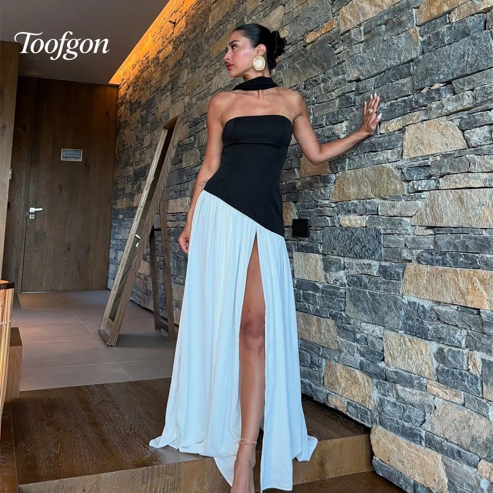 Toofgon Black White Chiffon Prom Dresses Women Customized Saudi Arabic Strapless Shawls Formal Party Special Evening Gown
Toofgon Black White Chiffon Prom Dresses Women Customized Saudi Arabic Strapless Shawls Formal Party Special Evening Gown