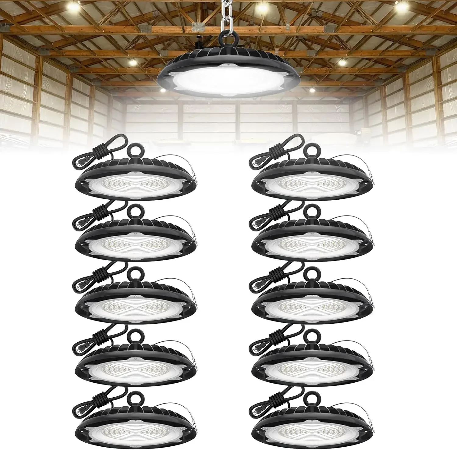 High Bay LED Shop Lights: 10-Pack 150W UFO Light for Warehouse - UL-Listed Warehouse Lights for Barn Factory Supermark
High Bay LED Shop Lights: 10-Pack 150W UFO Light for Warehouse - UL-Listed Warehouse Lights for Barn Factory Supermark