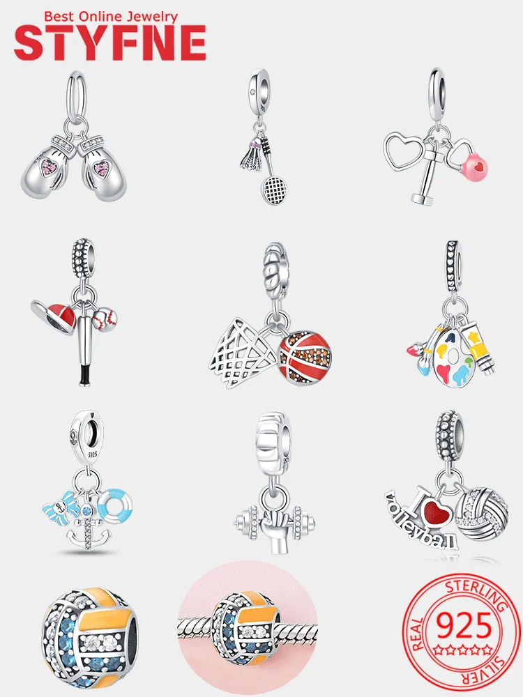 Silver 925 Charms Sports Series Badminton Basketball Football Boxing Beads Pendant Fit Diy Original Bracelet Women Jewelry Gifts
Silver 925 Charms Sports Series Badminton Basketball Football Boxing Beads Pendant Fit Diy Original Bracelet Women Jewelry Gifts