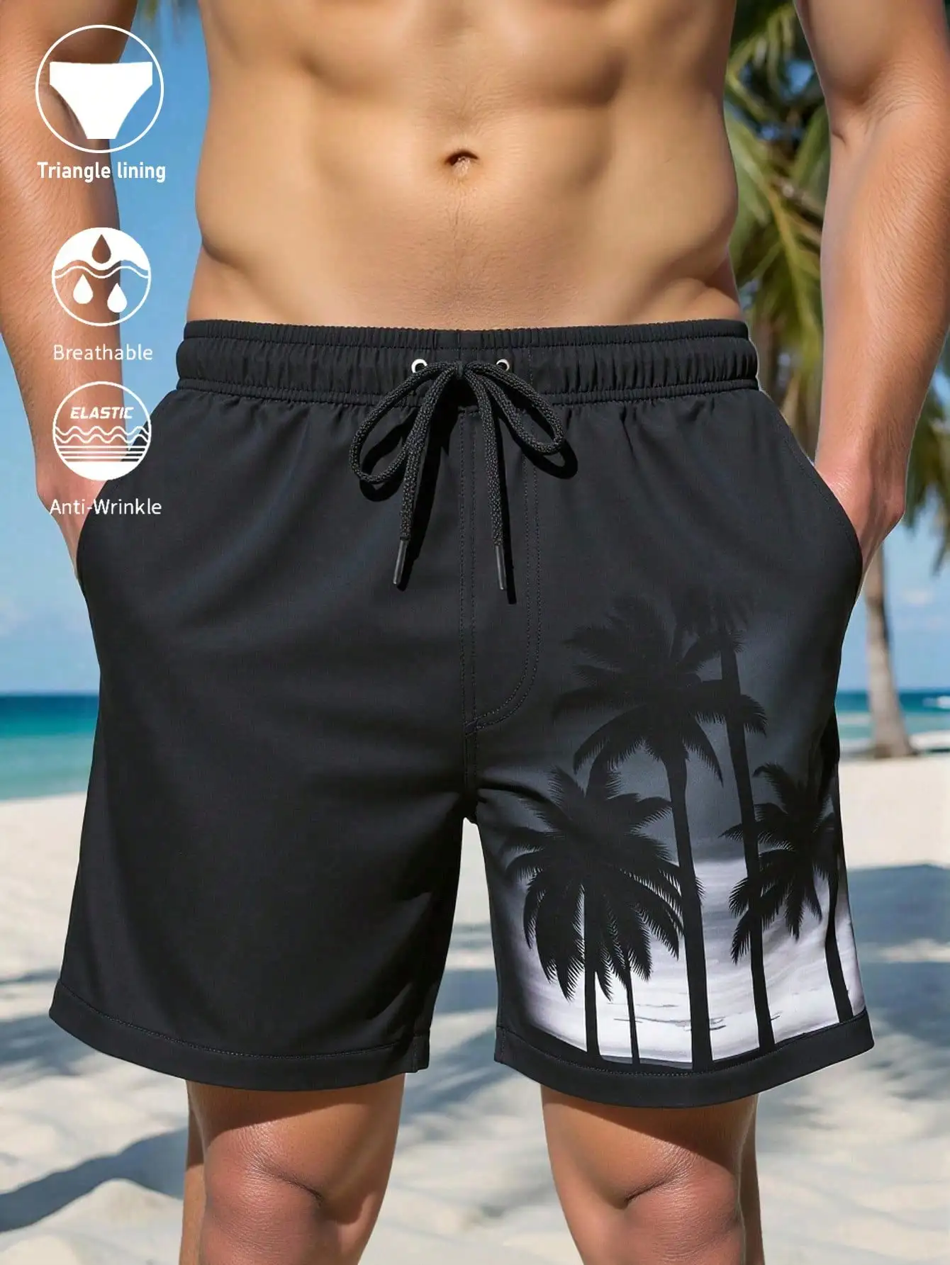 Men's Summer Vacation Tropical Coconut Tree Print Drawstring Waist Beach Shorts Men Palm Tree Swim Shorts Men's Beachfront Trunks Swimming Shorts For Men Men's Bathing Suit Trunks, Holiday
Men's Summer Vacation Tropical Coconut Tree Print Drawstring Waist Beach Shorts Men Palm Tree Swim Shorts Men's Beachfront Trunks Swimming Shorts For Men Men's Bathing Suit Trunks, Holiday