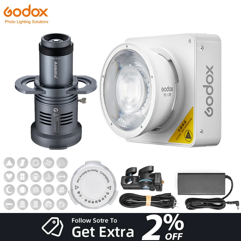 GODOX ML100BI ML100R RGB Studio LED Fill Light With AMBITFUL AL20 Focalize Conical Snoot Optical Condenser Artist Shaped Kit
GODOX ML100BI ML100R RGB Studio LED Fill Light With AMBITFUL AL20 Focalize Conical Snoot Optical Condenser Artist Shaped Kit