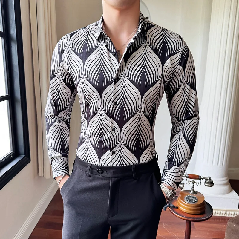 New Men Shirt with 3D Striped Slim Fit Long Sleeved Men's Social Shirts Fashion Korean Printed Designer Blouse Men Plus Size 6XL
New Men Shirt with 3D Striped Slim Fit Long Sleeved Men's Social Shirts Fashion Korean Printed Designer Blouse Men Plus Size 6XL