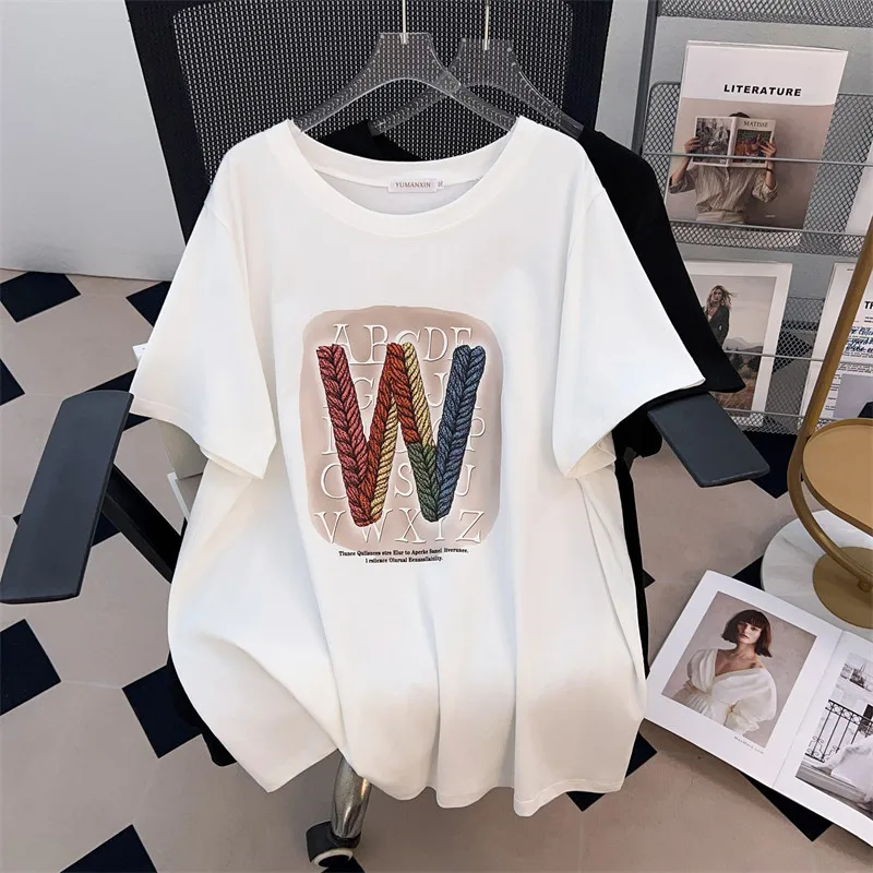 170Kg Plus Size Women's Bust 170 Summer Loose Round Neck Short Sleeve T-shirt Print Top Black White 4XL 5XL 6XL 7XL 8XL 9XL
170Kg Plus Size Women's Bust 170 Summer Loose Round Neck Short Sleeve T-shirt Print Top Black White 4XL 5XL 6XL 7XL 8XL 9XL