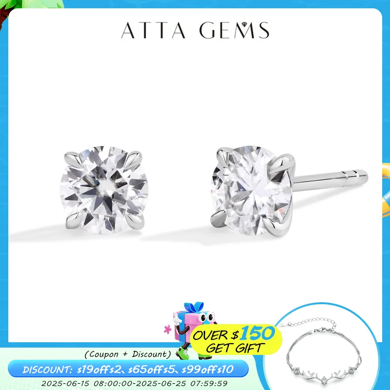 ATTAGEMS D/VVS1 Color Round Cut 1CT Moissanite Diamond Stud Earrings for Women Men S925 SIlver Sparkling Wedding Jewelry Classic
ATTAGEMS D/VVS1 Color Round Cut 1CT Moissanite Diamond Stud Earrings for Women Men S925 SIlver Sparkling Wedding Jewelry Classic
