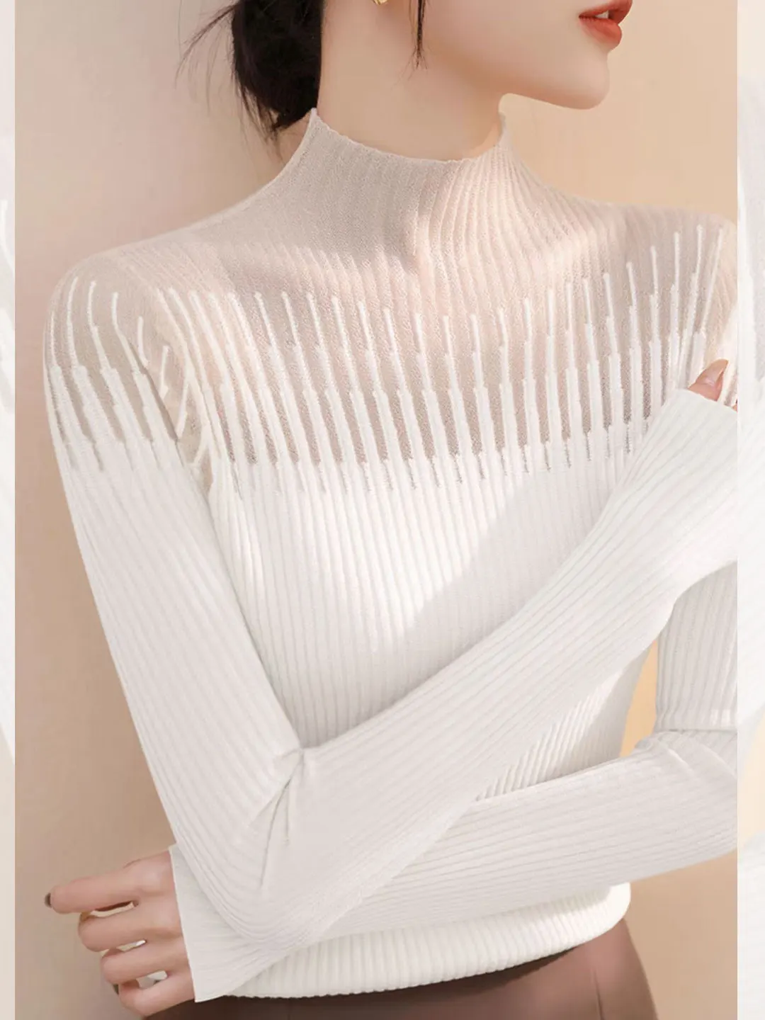 Autumn Winter Lace Hollow out Knitted Long Sleeve Waist Cinched Half High Collar Women's Top for Date Citywalk Traveling
Autumn Winter Lace Hollow out Knitted Long Sleeve Waist Cinched Half High Collar Women's Top for Date Citywalk Traveling