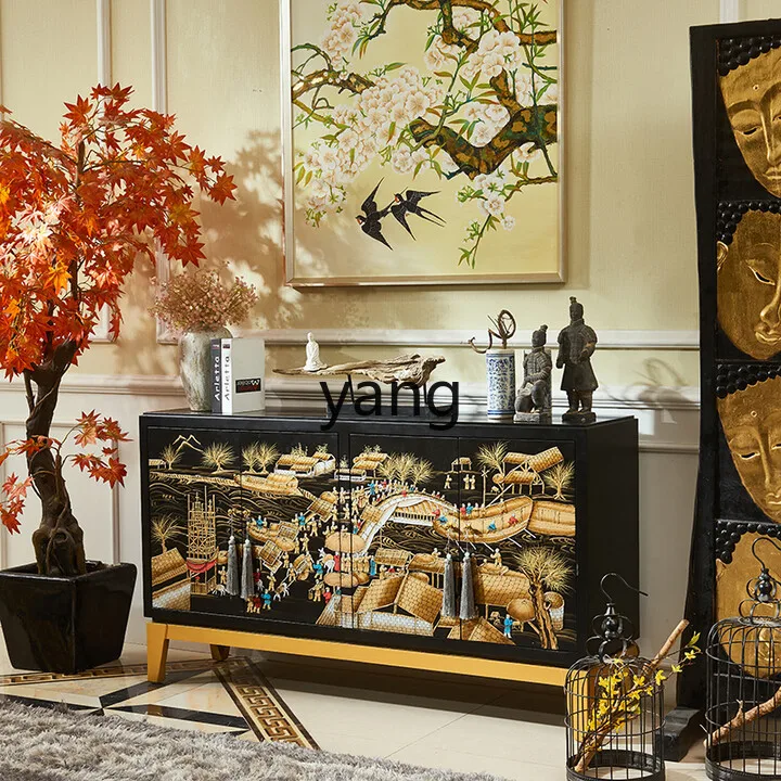 LTT black Qingming Shanghe picture medieval four-door shoe cabinet living room dining side cabinet
LTT black Qingming Shanghe picture medieval four-door shoe cabinet living room dining side cabinet