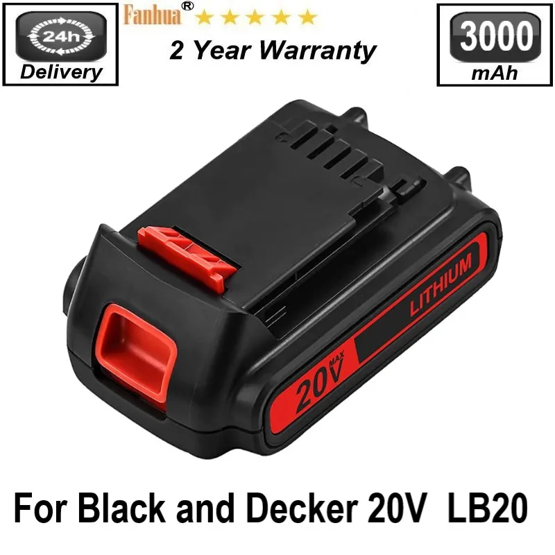 20V 3000mAh MAX LBXR20 Replacement for Black Decker 20V Max Battery Lithium LBXR20 LB20 LBX20 LST220 LB2X4020 Cordless Tools
20V 3000mAh MAX LBXR20 Replacement for Black Decker 20V Max Battery Lithium LBXR20 LB20 LBX20 LST220 LB2X4020 Cordless Tools
