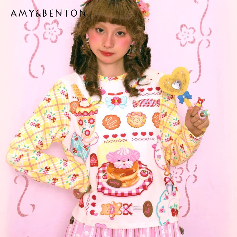 Ретро дизайн, красочный десертный принт, желтая клетчатая женская нижняя рубашка, осенняя новая эластичная футболка с длинными рукавами, женская
Ретро дизайн, красочный десертный принт, желтая клетчатая женская нижняя рубашка, осенняя новая эластичная футболка с длинными рукавами, женская