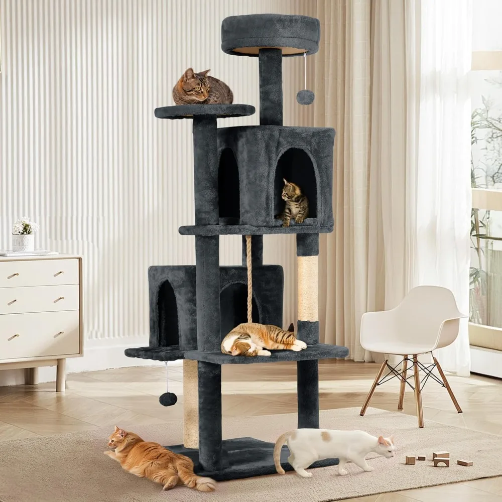 58.5inch Large Cat Tree Tower Condo for Indoor Cats, Soft Plush Multi-Level Climbing Tree Cat House with 1 360° Rotating Cat
58.5inch Large Cat Tree Tower Condo for Indoor Cats, Soft Plush Multi-Level Climbing Tree Cat House with 1 360° Rotating Cat