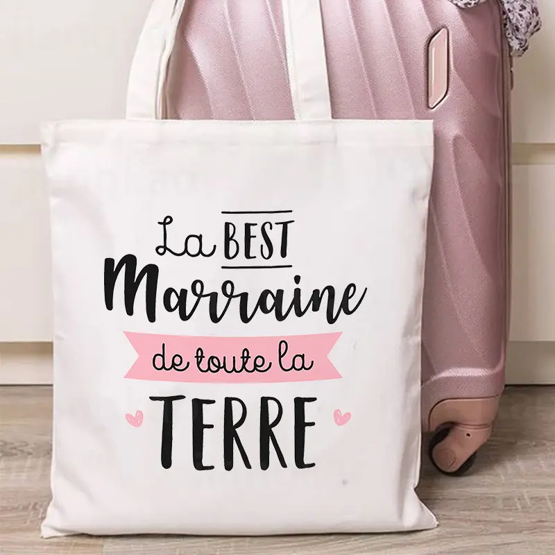 Best Godmother In The World French Print Shoulder Bags Women Canvas Bag Travel Handbag Female Shopping Bags Gifts for Marraine
Best Godmother In The World French Print Shoulder Bags Women Canvas Bag Travel Handbag Female Shopping Bags Gifts for Marraine