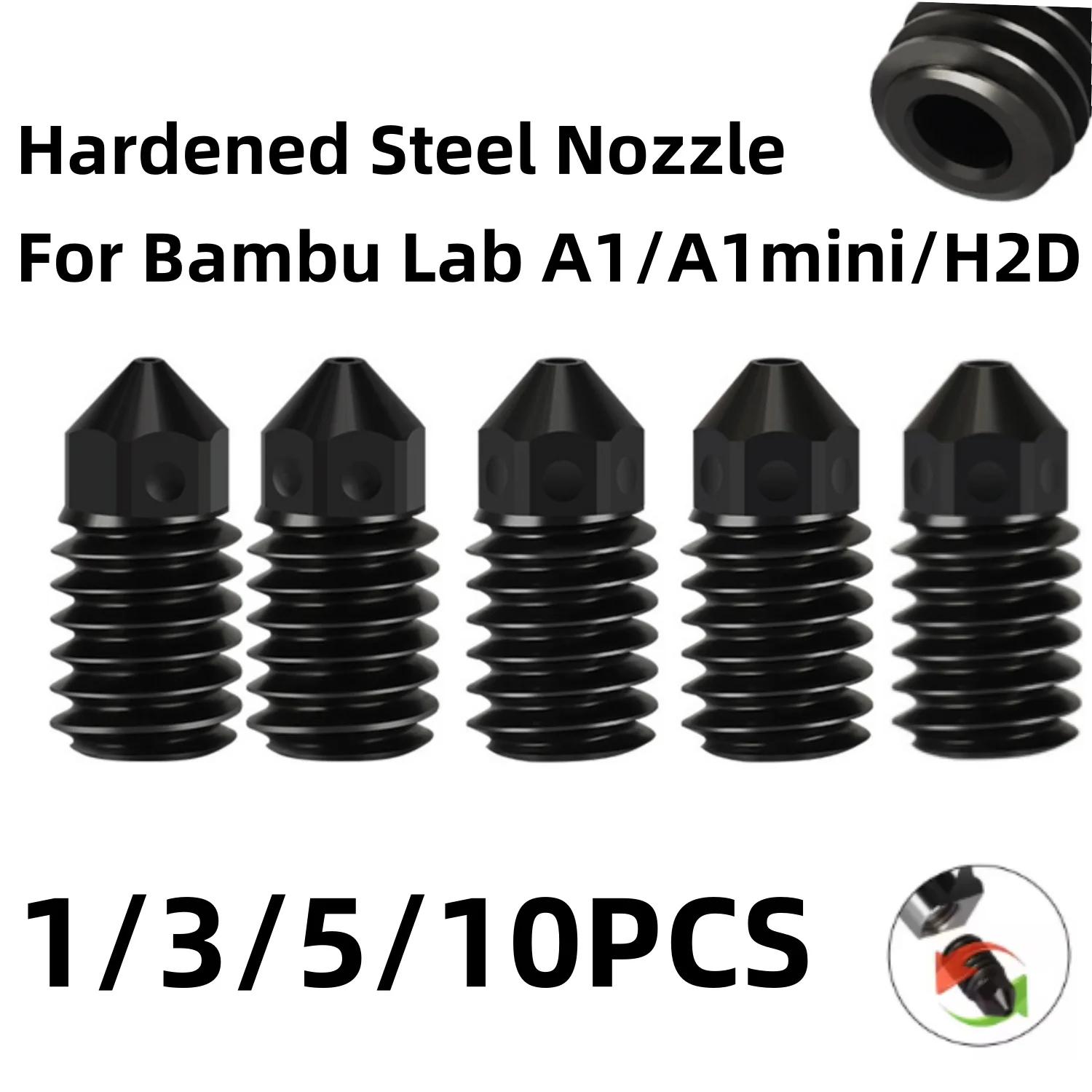 For BambuLab A1 mini/A1/H2D/ Hardened Steel Nozzle 0.2/0.4/0.6/0.8mm Nozzles For Bambu Lab Upgraded Hotend 3D Printer Accessorie
For BambuLab A1 mini/A1/H2D/ Hardened Steel Nozzle 0.2/0.4/0.6/0.8mm Nozzles For Bambu Lab Upgraded Hotend 3D Printer Accessorie