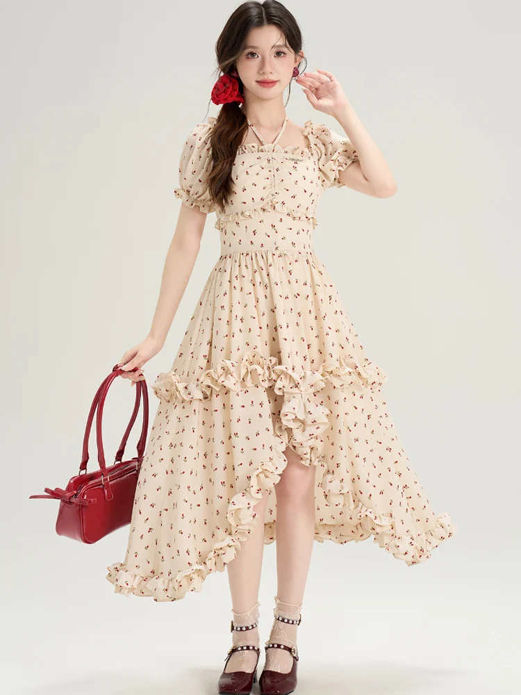 Women Short Sleeve Vacation Ruffles party Dress 2025 New Summer Elegant Square Collar Slim Waist Irregular Dress Vestidos
Women Short Sleeve Vacation Ruffles party Dress 2025 New Summer Elegant Square Collar Slim Waist Irregular Dress Vestidos