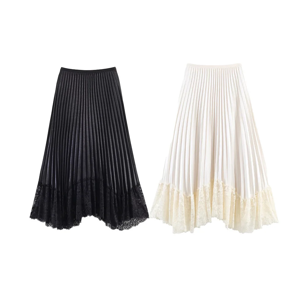 WOMAN 2026 Summer New Chic Fashion Pleated Lace Large Midi Skirt Retro A Line High Elastic Waist Casual Female Skirts Mujer
WOMAN 2026 Summer New Chic Fashion Pleated Lace Large Midi Skirt Retro A Line High Elastic Waist Casual Female Skirts Mujer