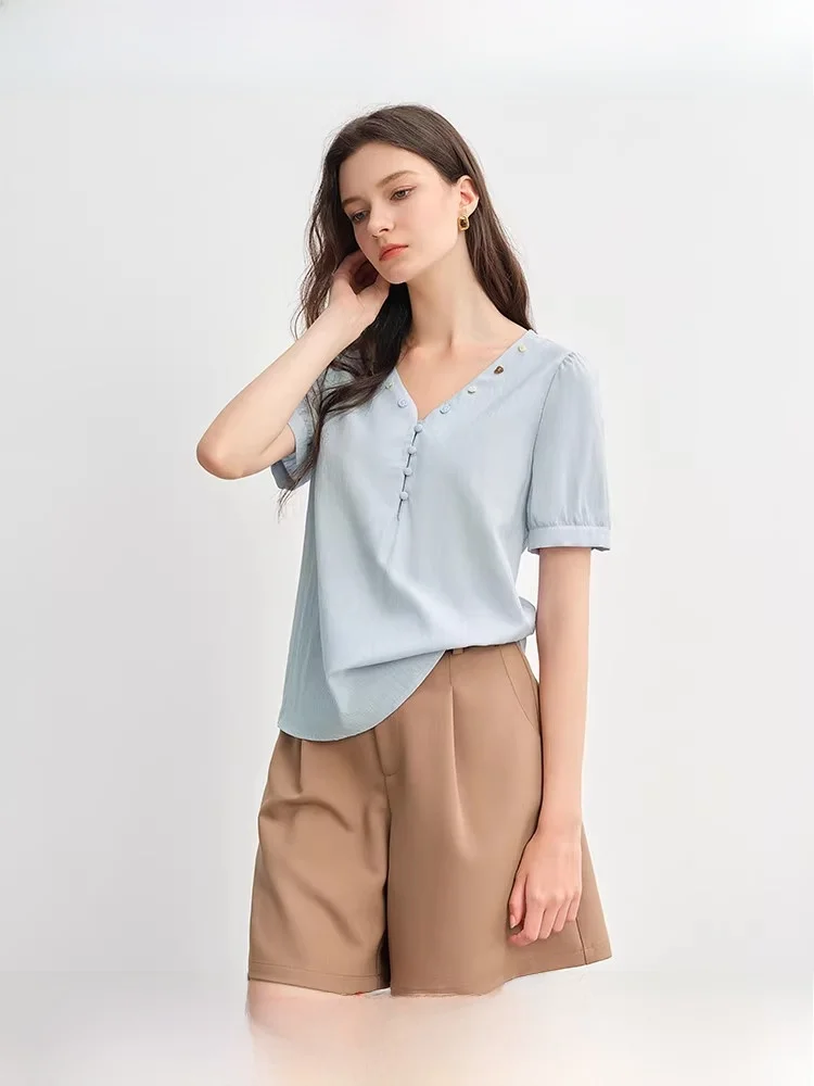 Декоративная женская рубашка с V-образным вырезом и коротким рукавом, летняя, новая модная, для повседневной носки, свободного кроя, больших размеров, для ношения под одеждой
Декоративная женская рубашка с V-образным вырезом и коротким рукавом, летняя, новая модная, для повседневной носки, свободного кроя, больших размеров, для ношения под одеждой