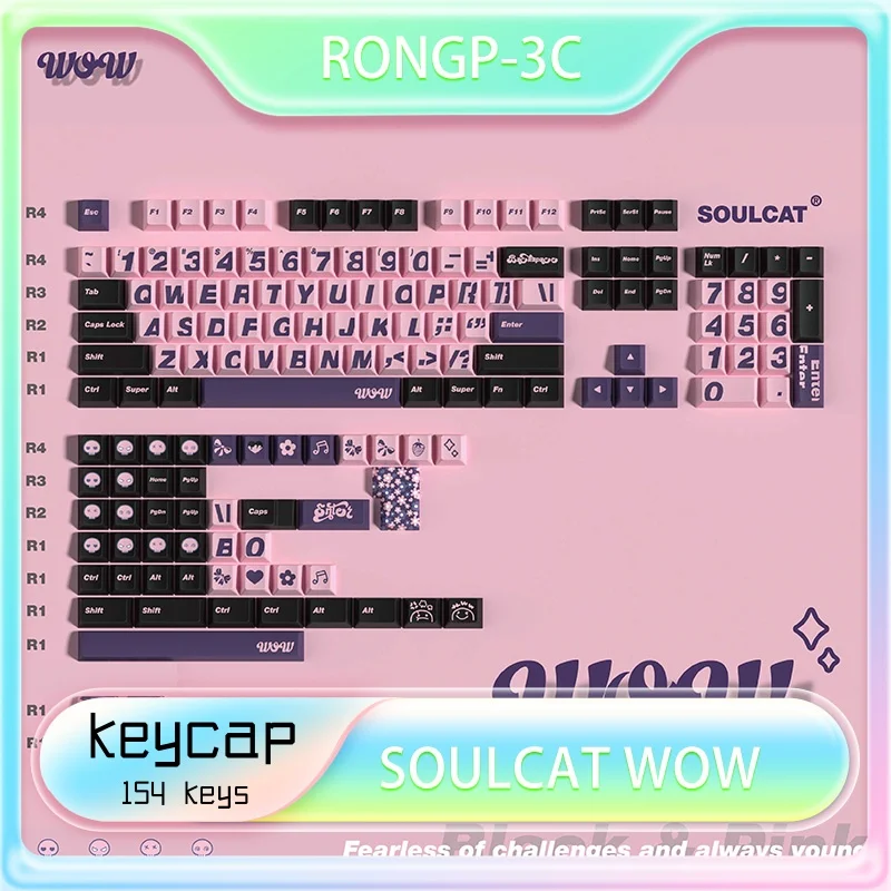 Soulcat Wow Keycap Original Large Font Heat Sublimation Process PBT Material Factory Height DIY 154 Keys Sweet Cool Style Keycap
Soulcat Wow Keycap Original Large Font Heat Sublimation Process PBT Material Factory Height DIY 154 Keys Sweet Cool Style Keycap